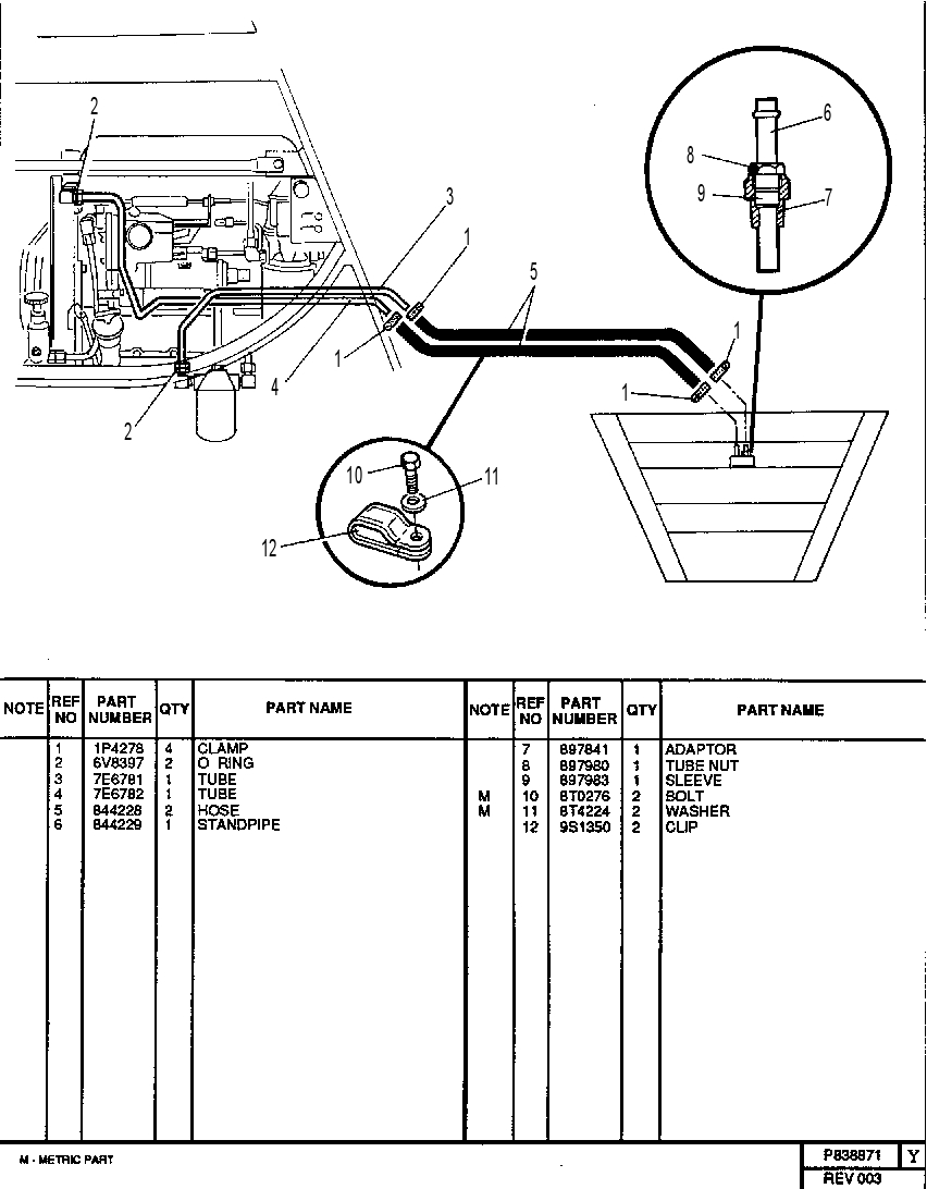 FUEL LINE GROUP 0838871 CAT