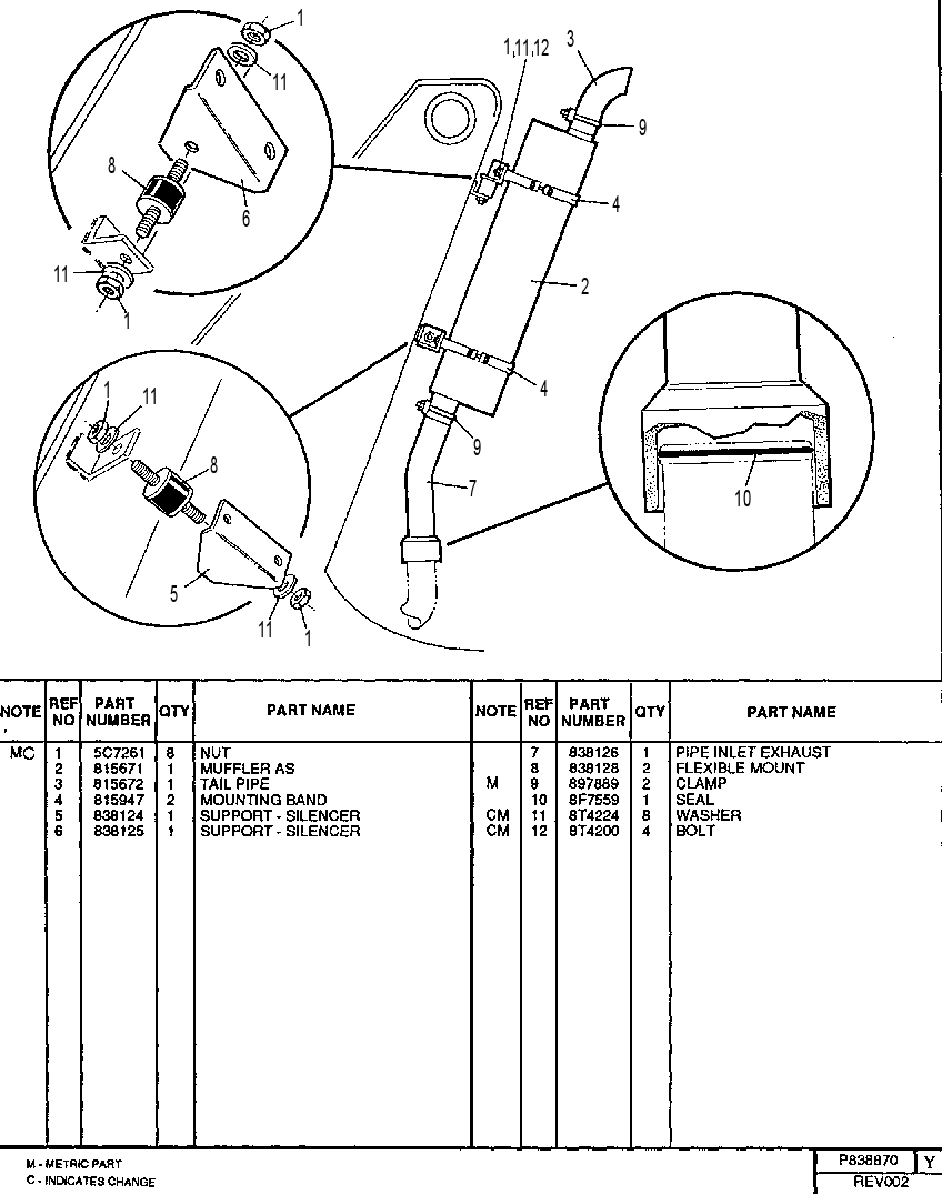 EXHAUST GROUP 0838870 CAT