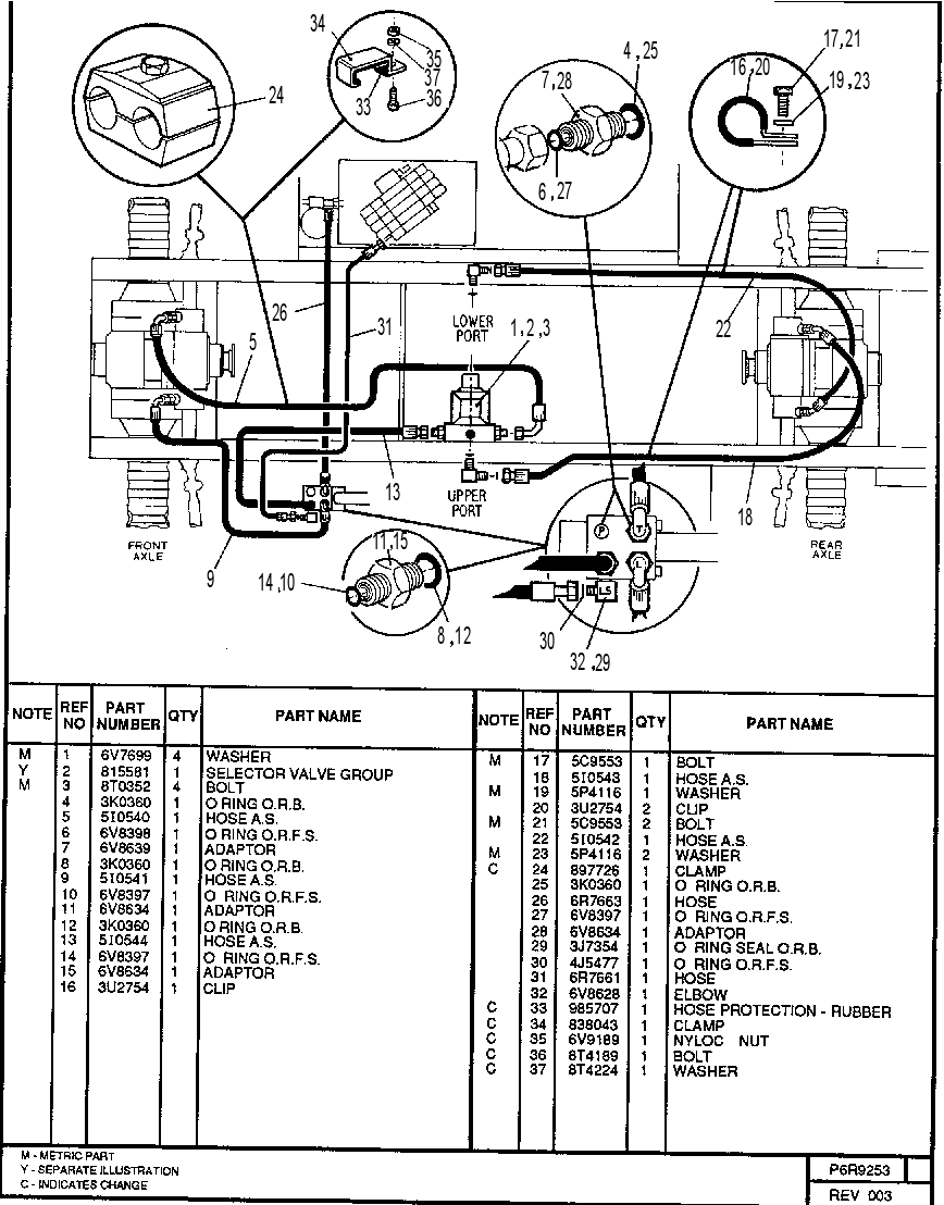 HYDRAULIC PIPING GROUP - STEERING 6R9253 CAT