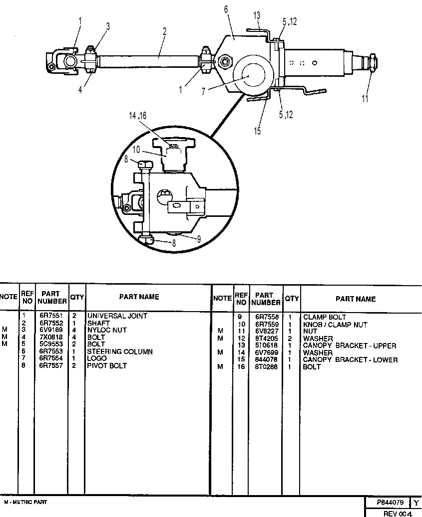 STEERING COLUMN GROUP 0844079 CAT