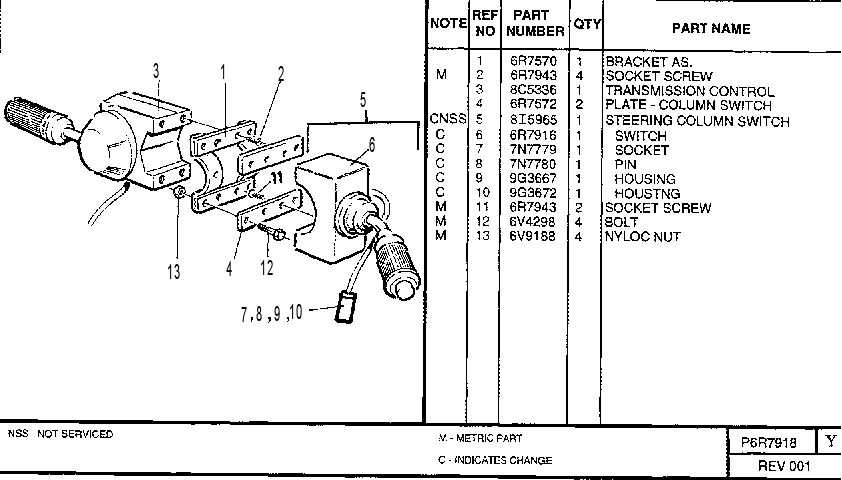 STEER COLUMN SWITCH GROUP 6R7918 CAT