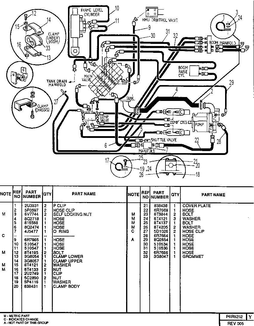 HYDRAULIC PIPING GROUP - CHASSIS 6R9252 CAT