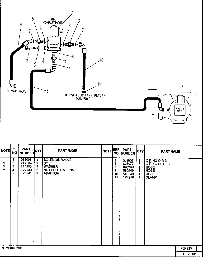 HYDRAULIC PIPING GROUP - DIFFERENTIAL LOCK 6R9254 CAT