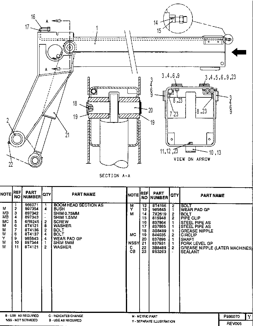 BOOM HEAD SECTION 0986070 CAT