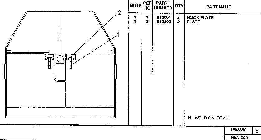 FORK CARRIAGE HOOK AS. 8I3800 CAT