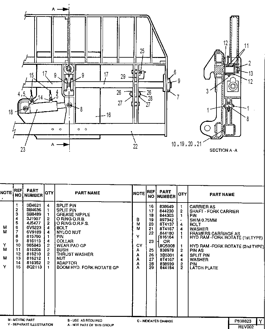 FRAMERS ROTATE - FORK CARRIAGE GROUP 0838823 CAT