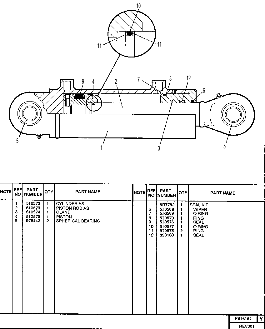 HYD RAM-FORK ROTATE GP 0816164 CAT