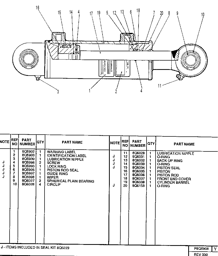 HYDRAULIC RAM FORK ROTATE 8Q5908 CAT