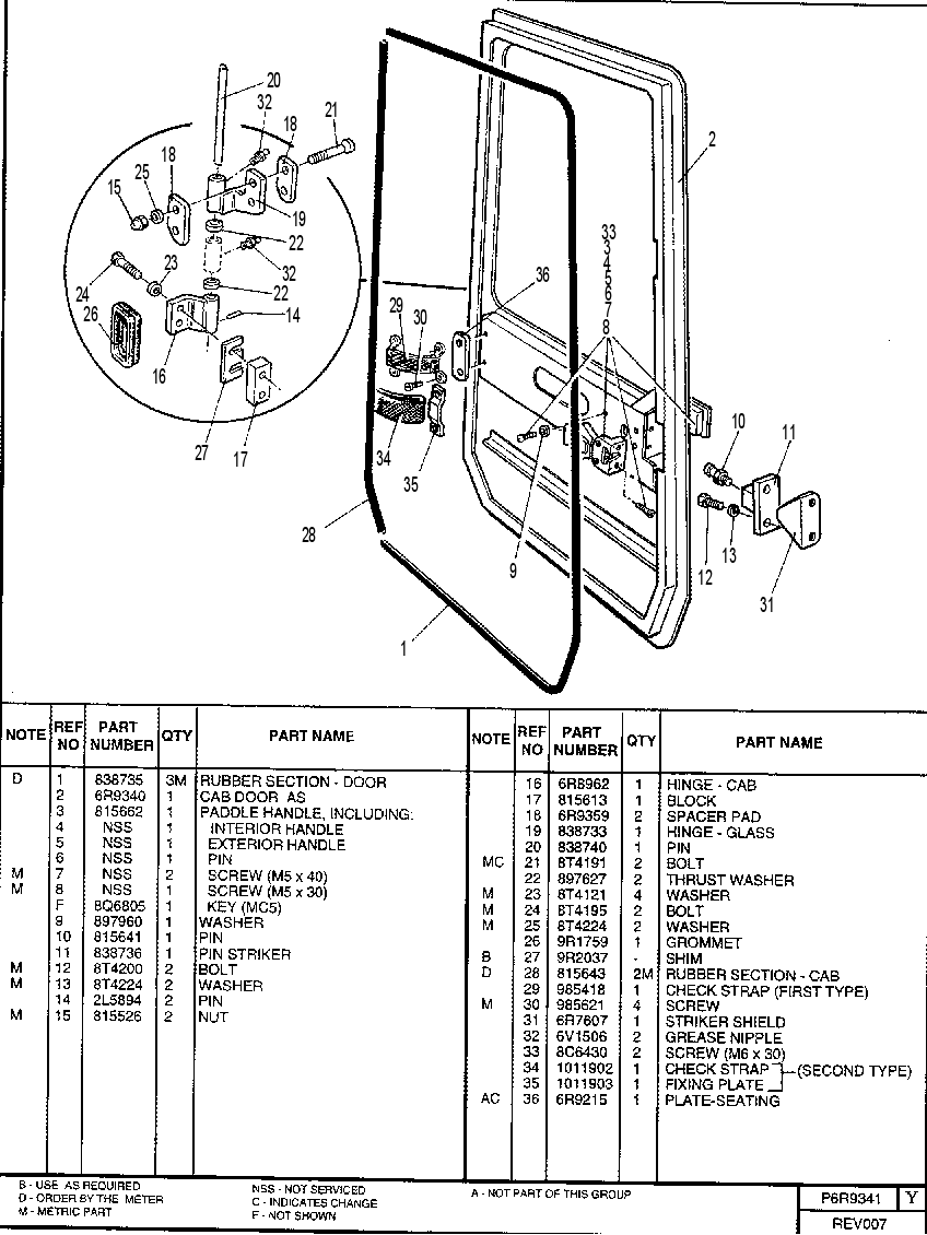 OPERATORS CAB DOOR GROUP 6R9341 CAT