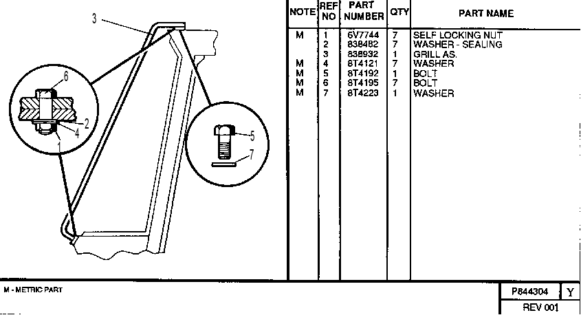 WINDSCREEN GRILL GROUP 0844304 CAT