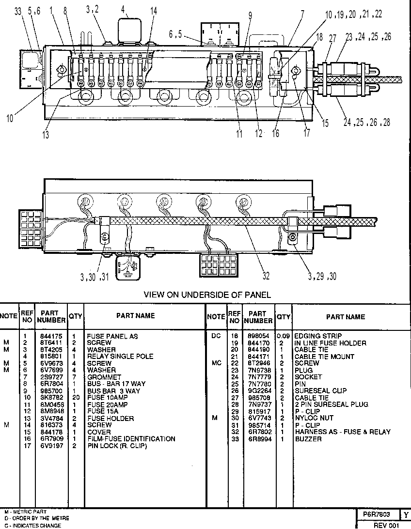 FUSE & RELAY PANEL 6R7803 CAT
