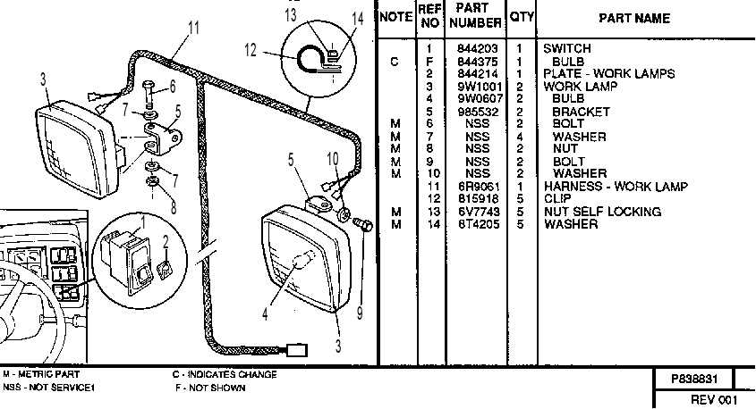 BOOM WORK LAMP GROUP 0838831 CAT