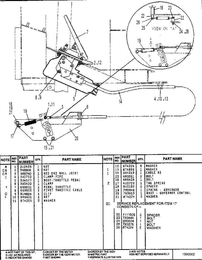 Педаль управления оборотами 7U3876 CAT
