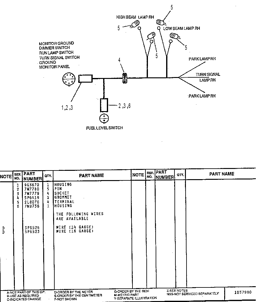 R.H.LAMP HARNESS ASSEMBLY 7U6239 CAT