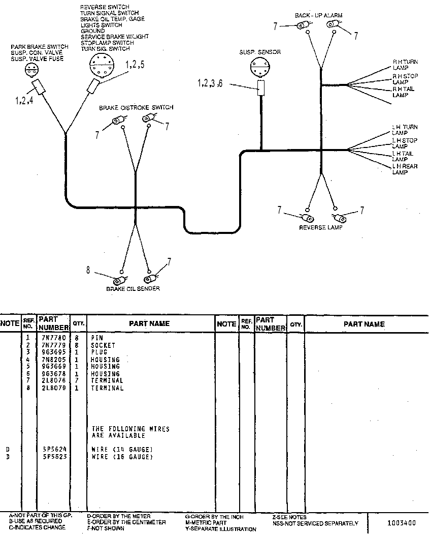 REAR CHASSIS HARNESS ASSEMBLY 7U5196 CAT