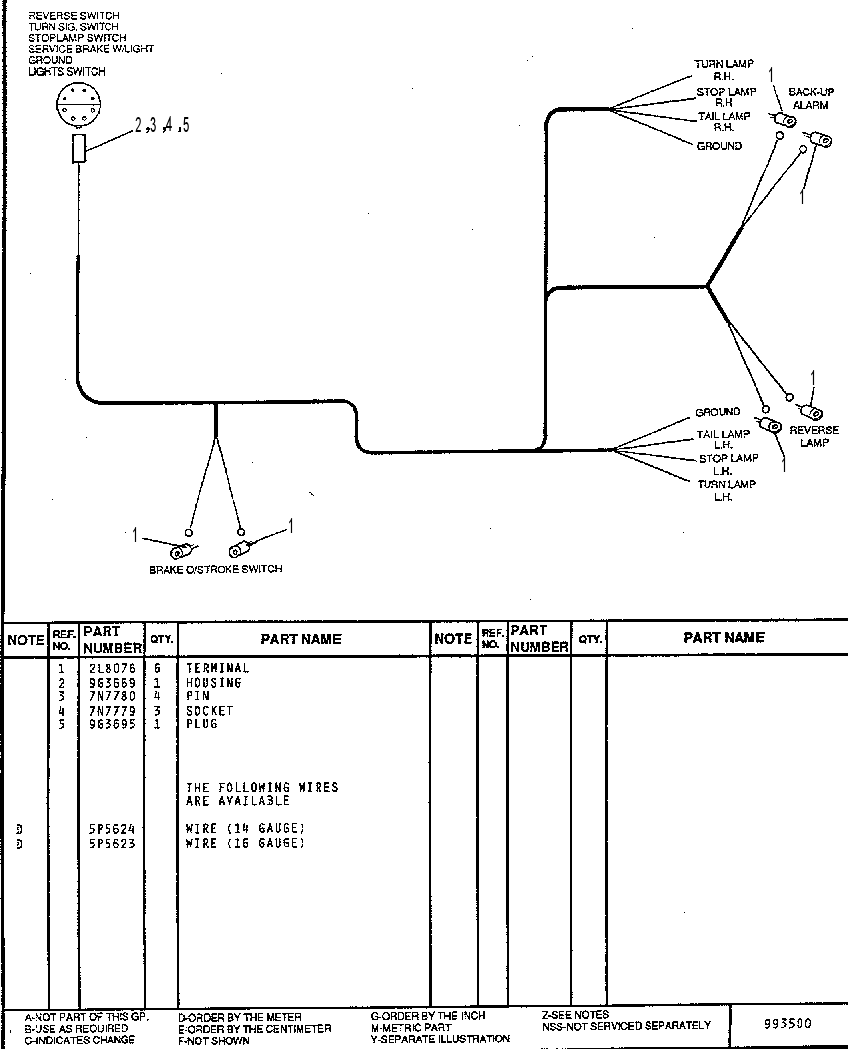 REAR CHASSIS HARNESS ASSEMBLY 7U5343 CAT
