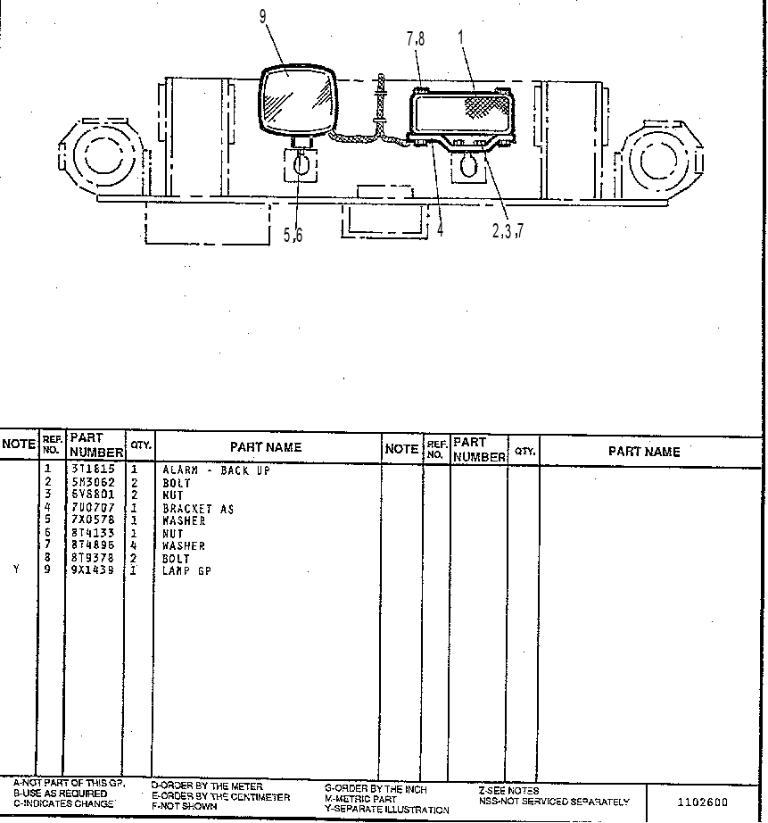 WARNING GP-BACK UP LIGHTING 7U7642 CAT
