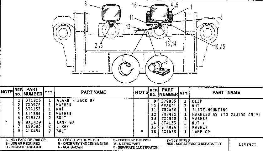 WARNING GP-BACKUP LIGHTING 2U7805 CAT
