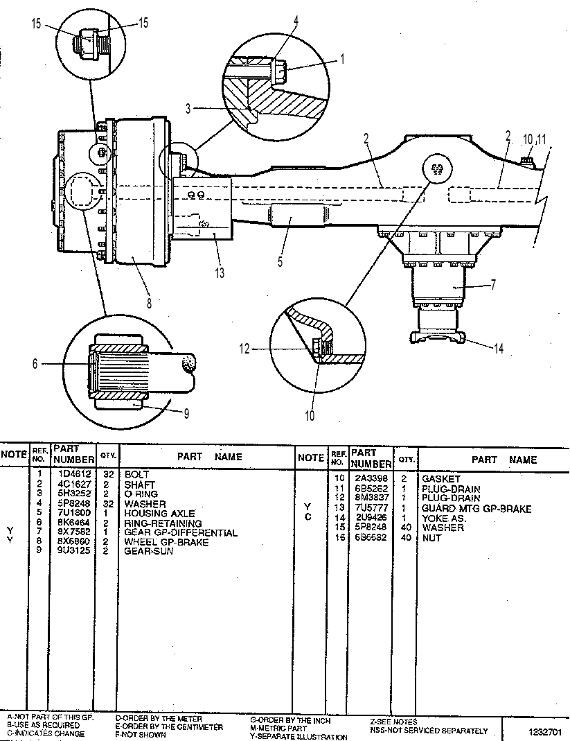 AXLE GP-DRIVE 2U7516 CAT