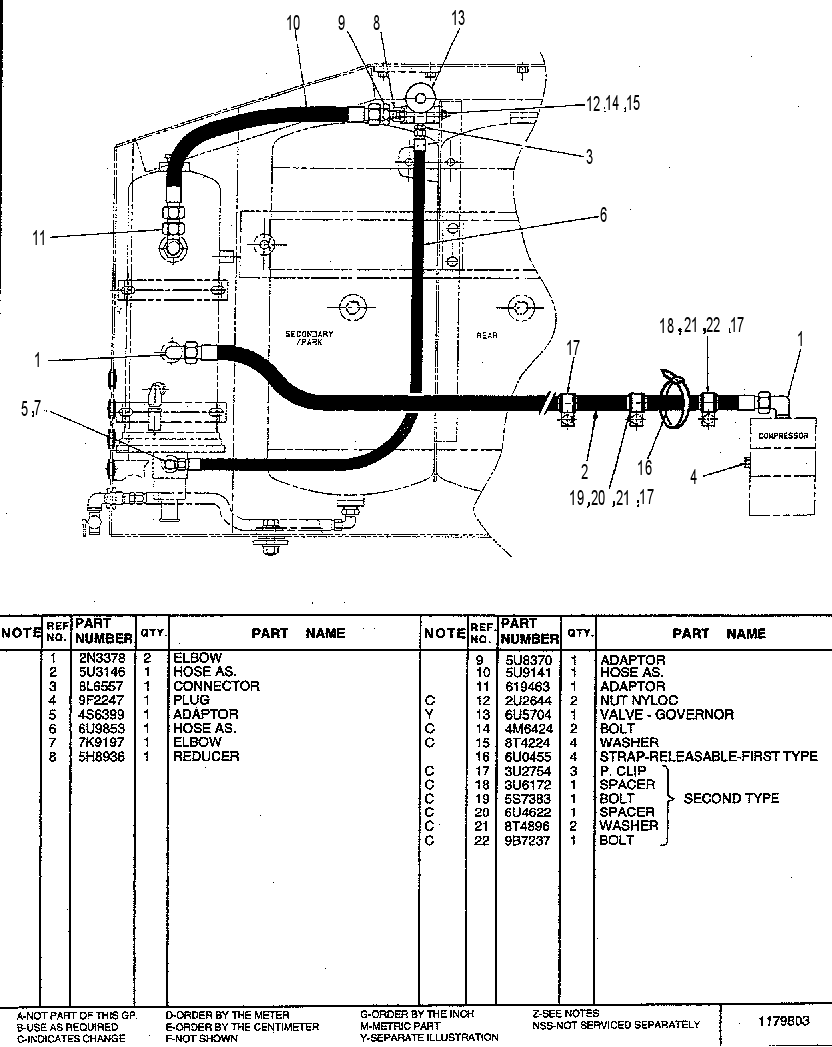 Трубопроводы воздушного компрессора 7U3961 CAT