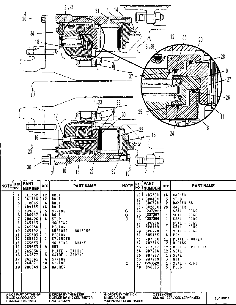 SERVICE AND PARKING BRAKE GP. 7U0768 CAT
