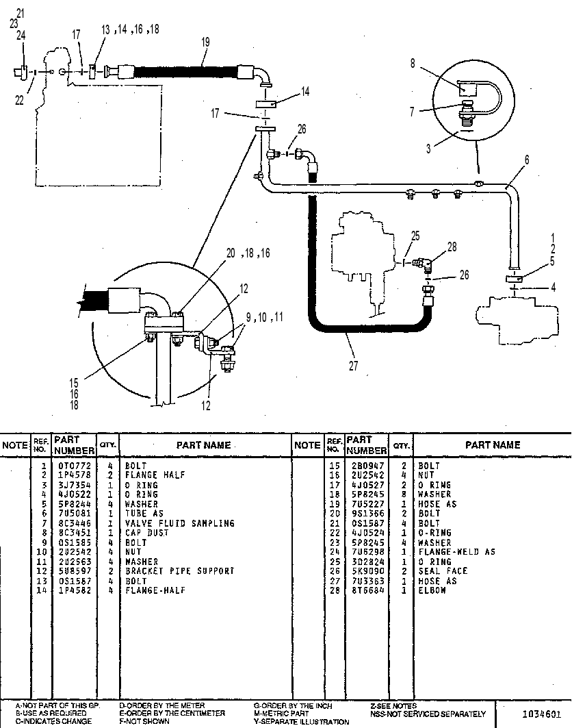 FRONT HYDRAULIC HOIST LINES GP. 7U4517 CAT