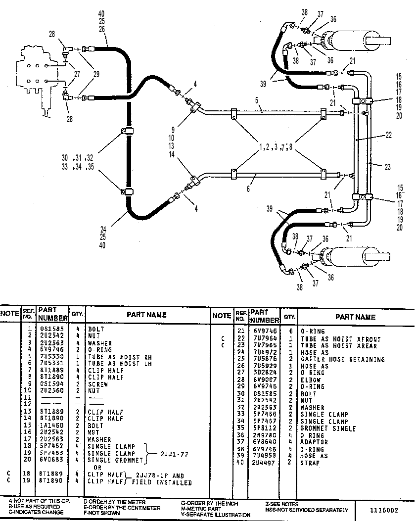 REAR HOIST LINES GP. 7U4532 CAT