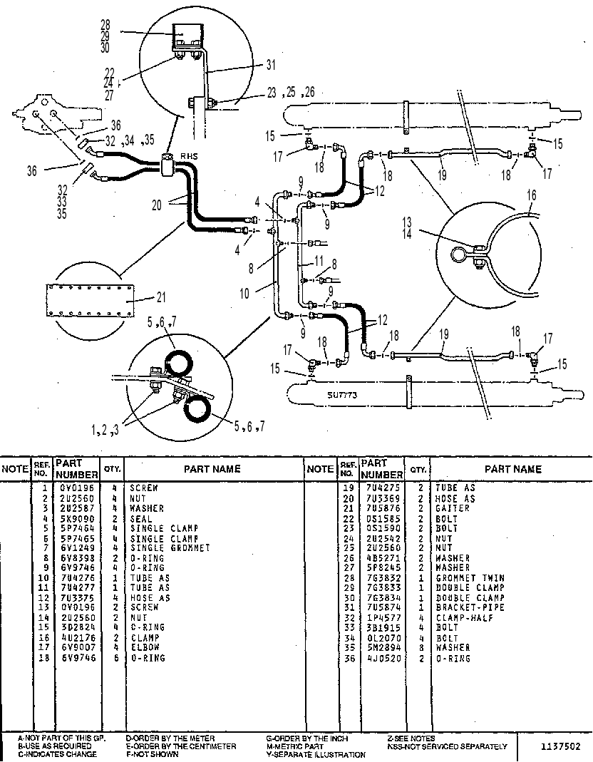 REAR HOIST OIL LINES GP 7U7041 CAT