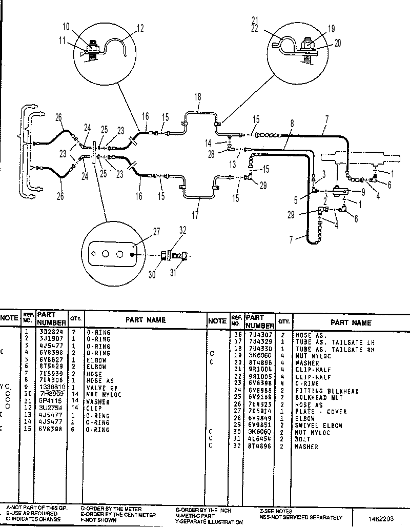 TAILGATE OIL LINES GP. 7U3850 CAT