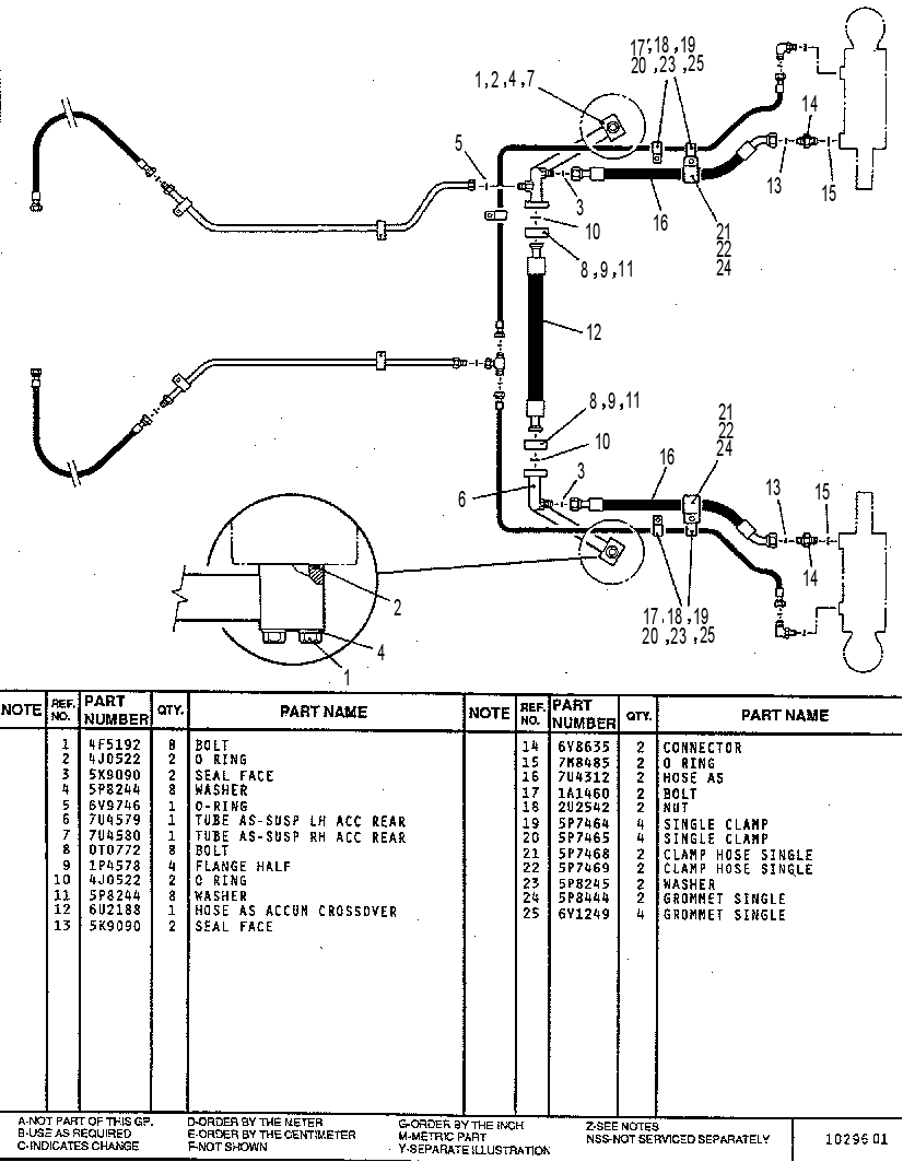 REAR HYDRAULIC SUSPENSION LINES GP 7U4528 CAT