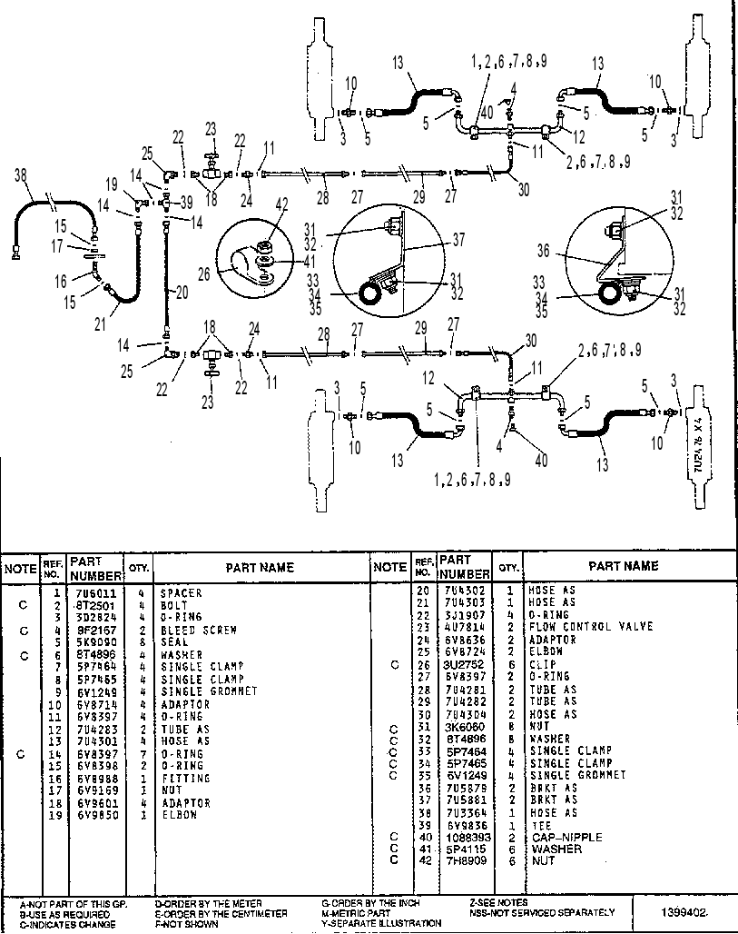 REAR SUSPENSION HYDRAULIC OIL LINES GP 7U2999 CAT