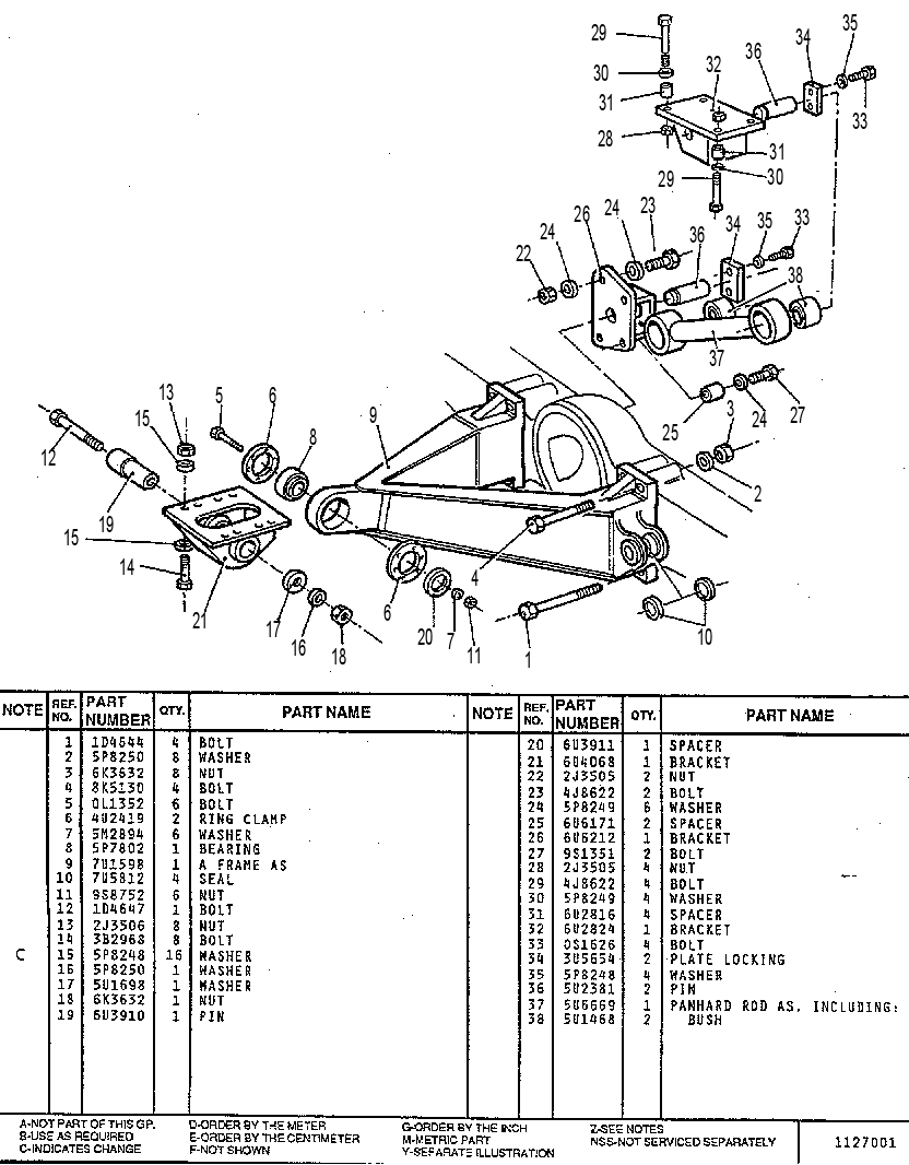 CENTRE AXLE SUSPENSION FRAME GP 7U3972 CAT