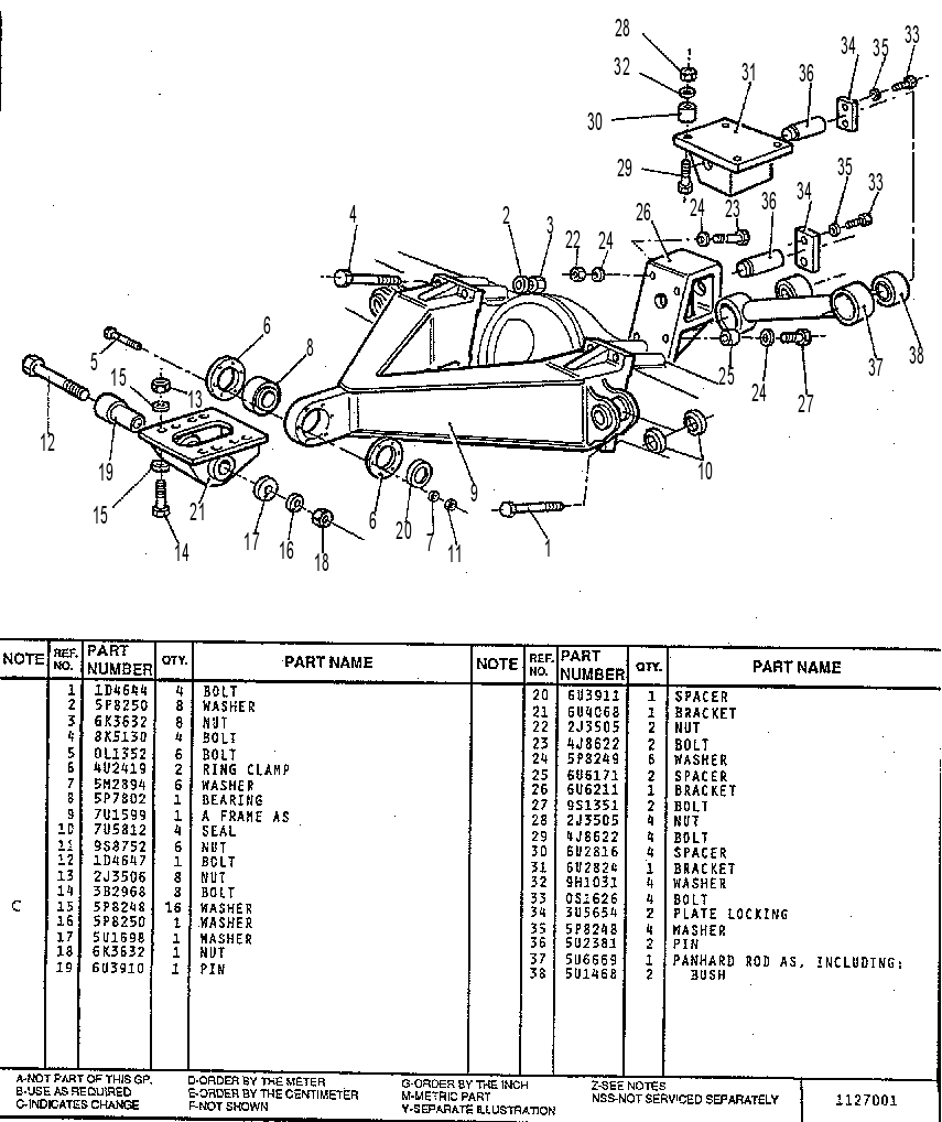 REAR AXLE SUSPENSION FRAME GROUP 7U3973 CAT