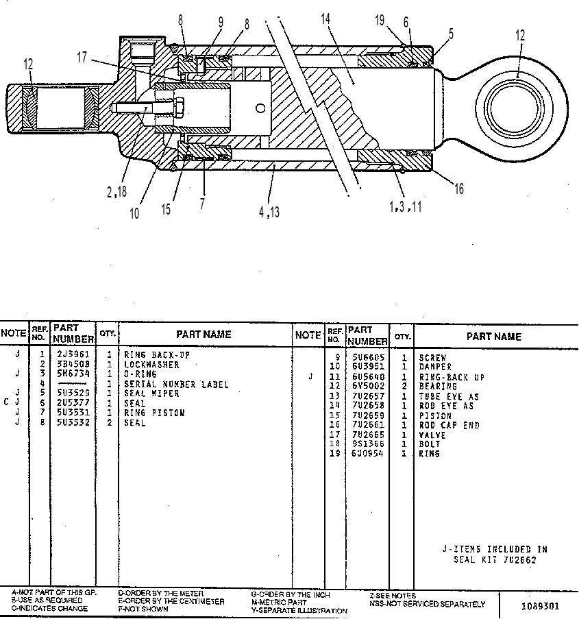 SUSPENSION CYLINDER GP.-FRONT 7U2660 CAT