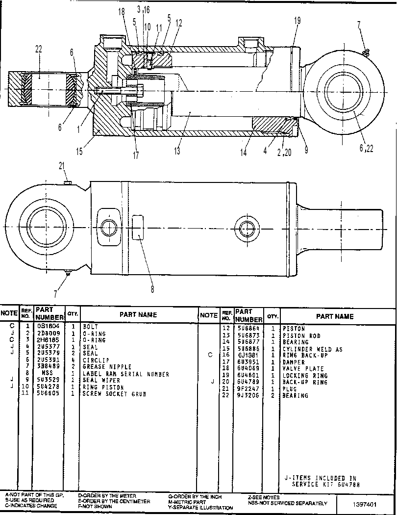 SUSPENSION CYLINDER - TRAILER 6U4600 CAT