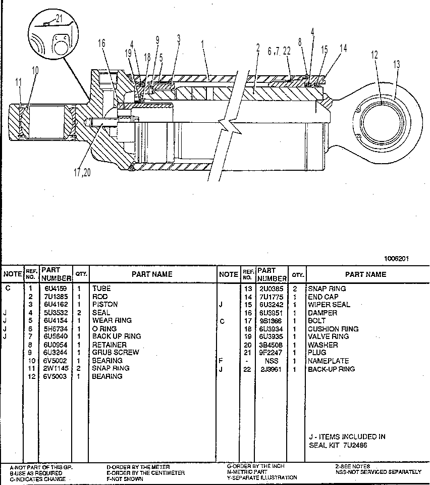 REAR SUSPENSION CYLINDER GROUP 7U2476 CAT