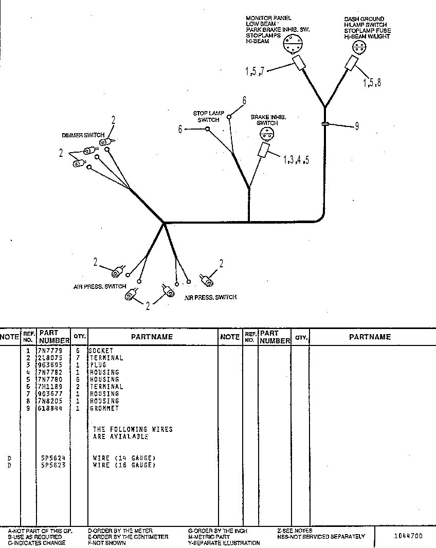 PEDAL HARNESS ASSEMBLY 7U6464 CAT