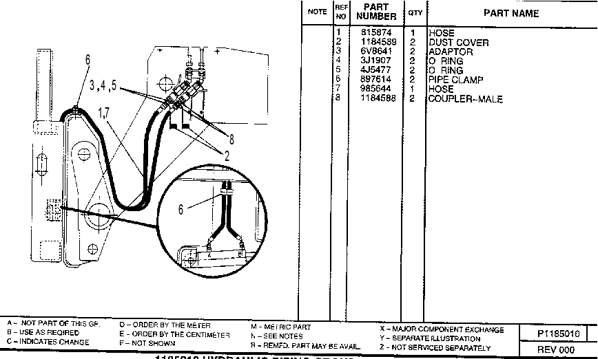 HYDRAULIC PIPING GROUP-FORK ROTATE 1185010 CAT