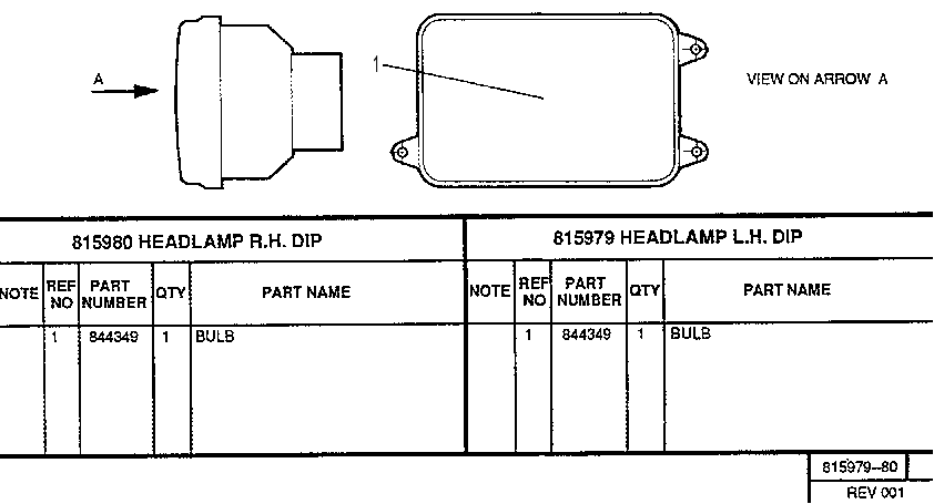 HEADLAMP L.H. DIP 0815979 CAT