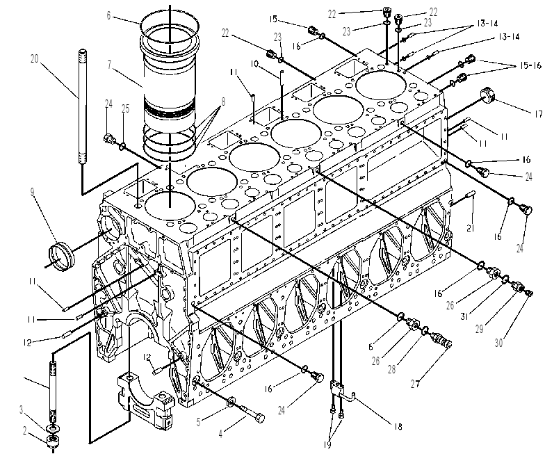 Блок цилиндров 1W0015 CAT