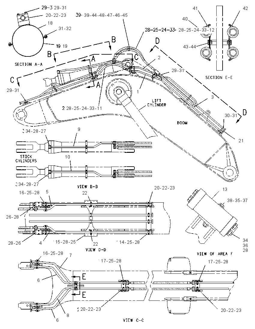 Трубопроводы стрелы 1082954 CAT