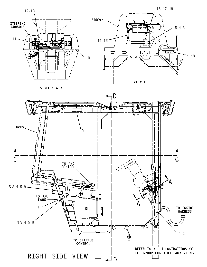 WIRING GP-OPEN ROPS 1237740 CAT
