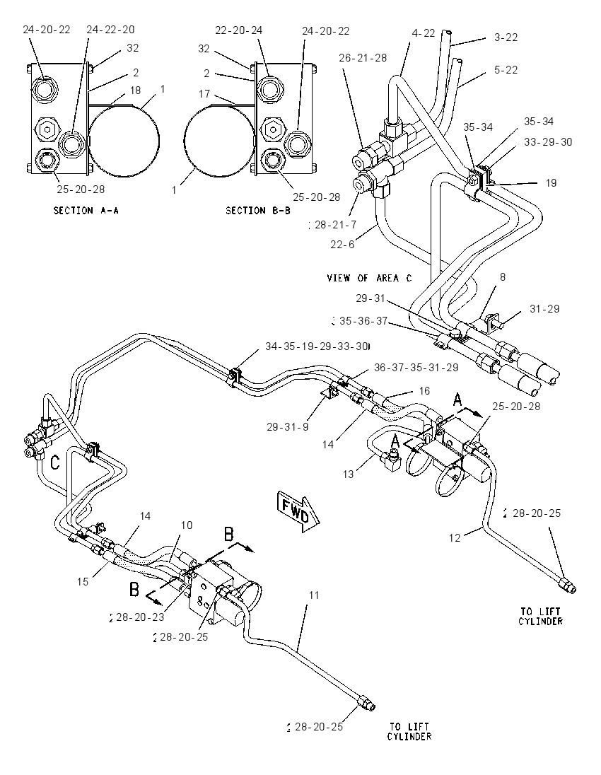 Трубопроводы цилиндра подъёма 9R8010 CAT