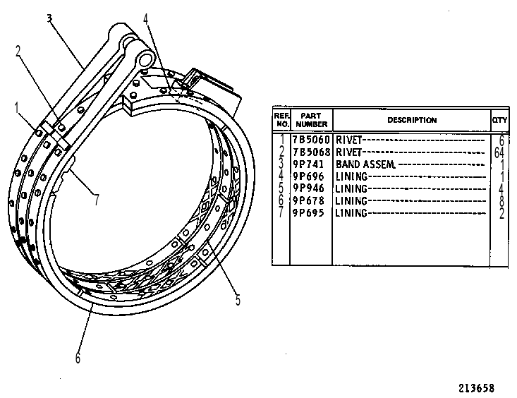 BRAKE BAND AND LINING ASSEMBLY 9P0740 CAT