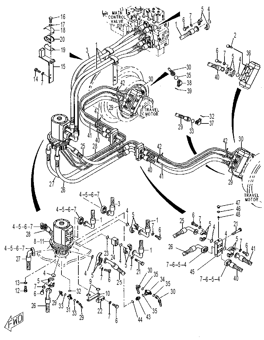 Трубопроводы мотора хода 4I0944 CAT