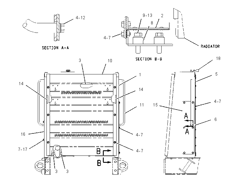 GUARD & SUPPORT GP-RADIATOR 1407616 CAT