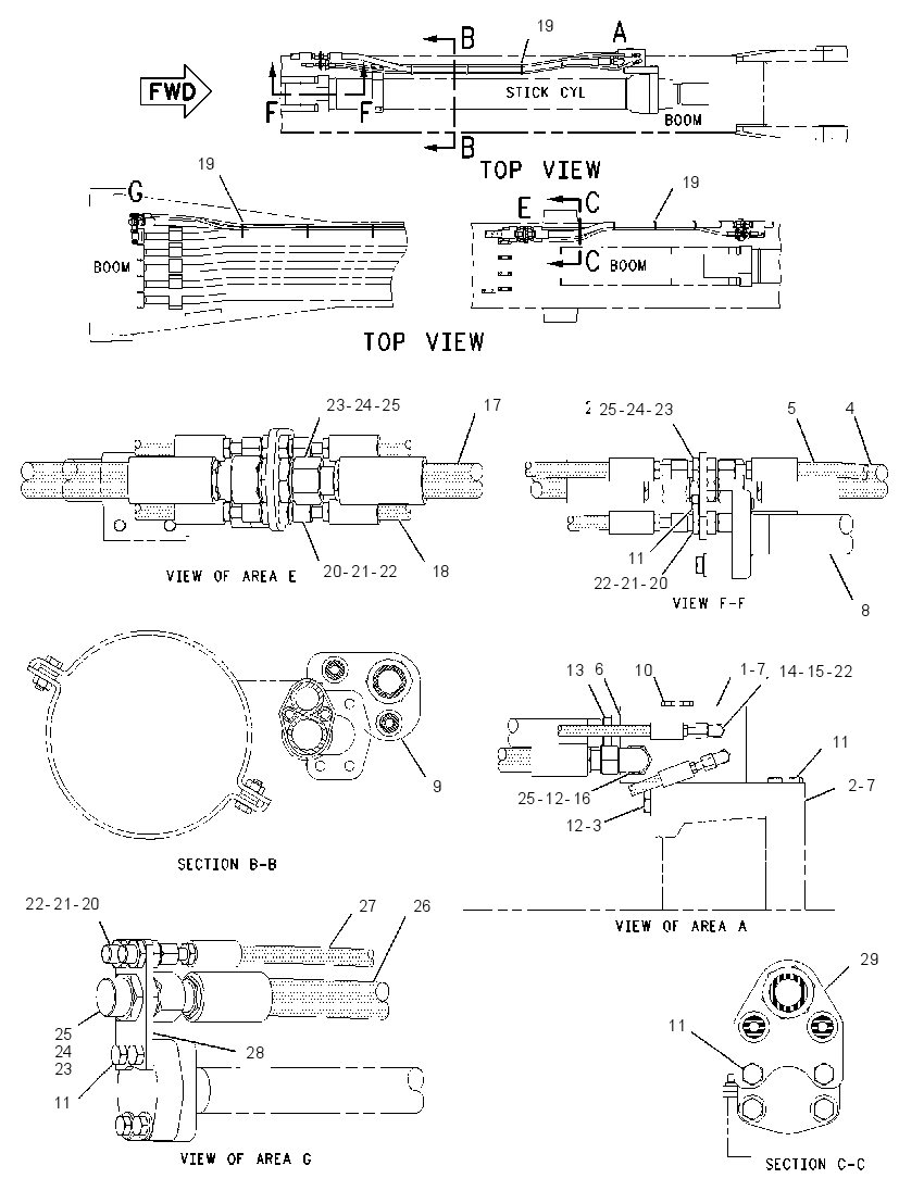 Трубопроводы стрелы 1198021 CAT
