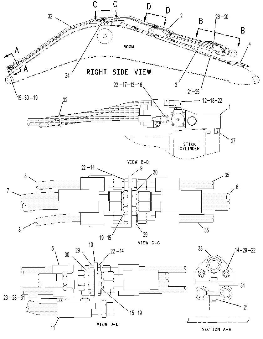 Трубопроводы стрелы 1341073 CAT