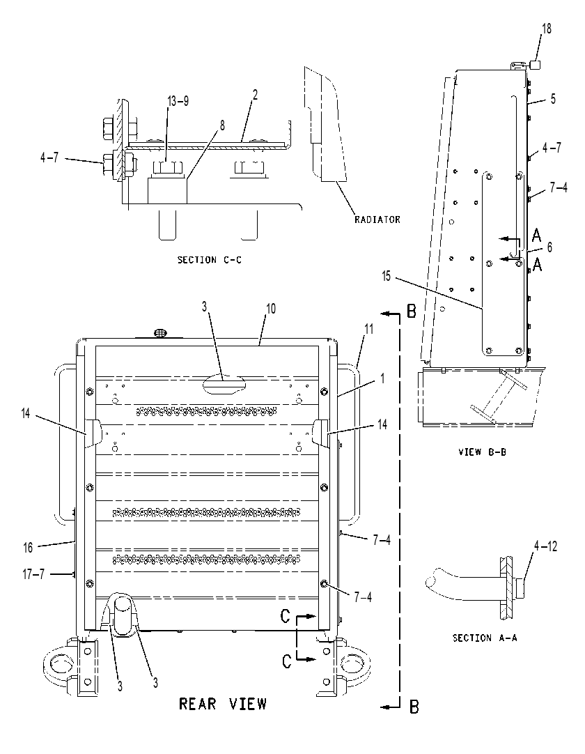 GUARD & SUPPORT GP-RADIATOR 1619100 CAT
