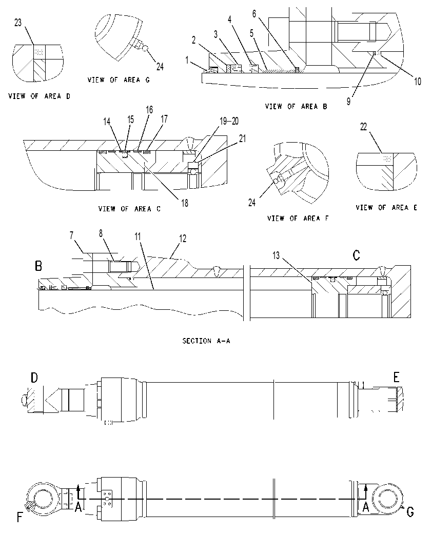 Цилиндр с уплотнениями ковша 1540743 CAT